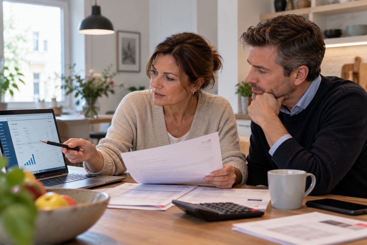 Couple at home reviewing a letter from their bank about the end of their fixed-rate period
